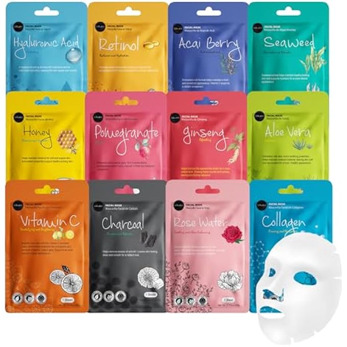Celavi Cosmetics FACE MASK SET KOREAN BEAUTY ESSENCE FACIAL PAPER SHEET MASK KOREA SKIN CARE MOISTURIZING 3 PACKS OF EACH 12 NEW FLAVORS K-BEAUTY SKINCARE 36 MASKS IN A PACK MADE IN KOREA - Image 1